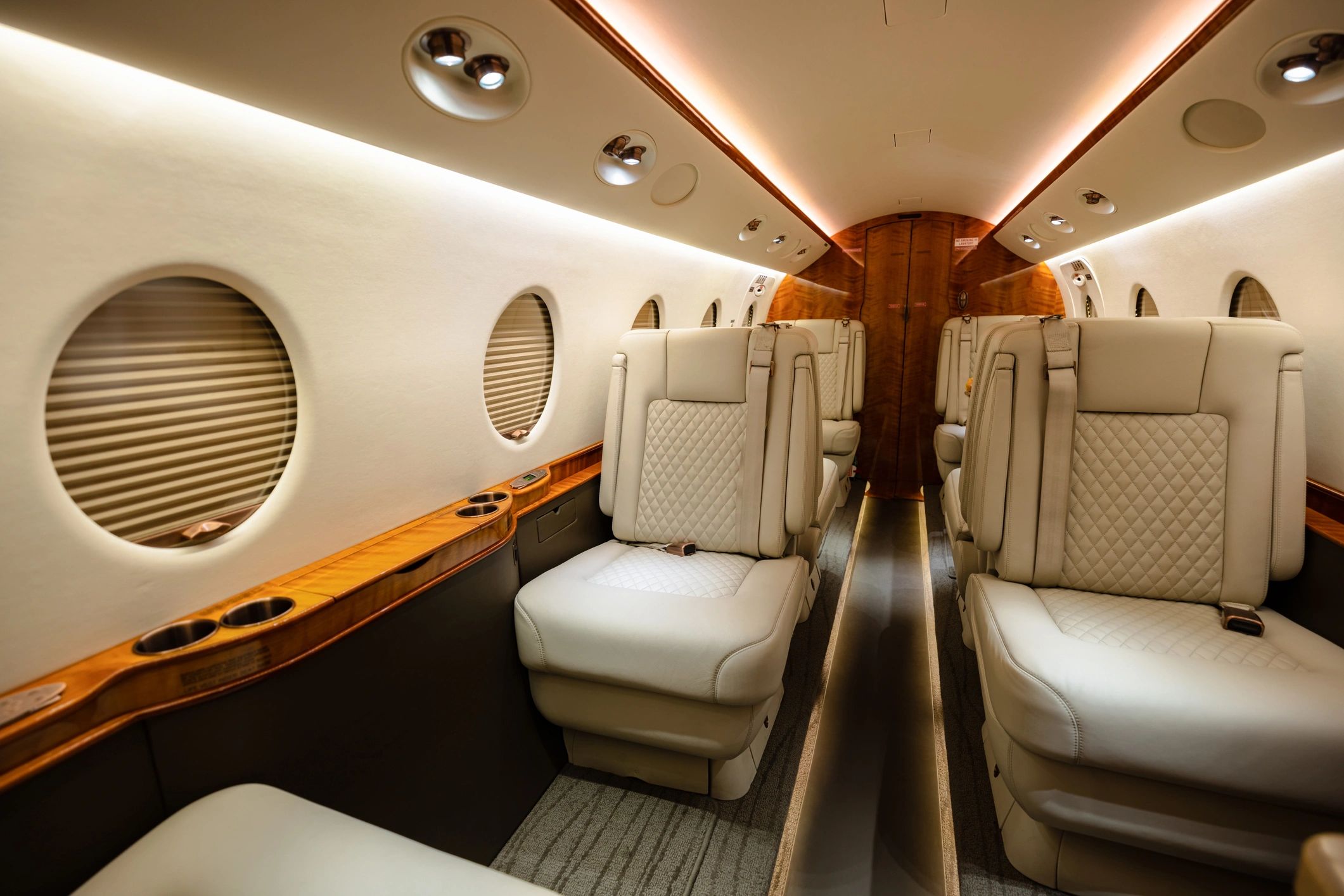 Luxury private jet cabin interior