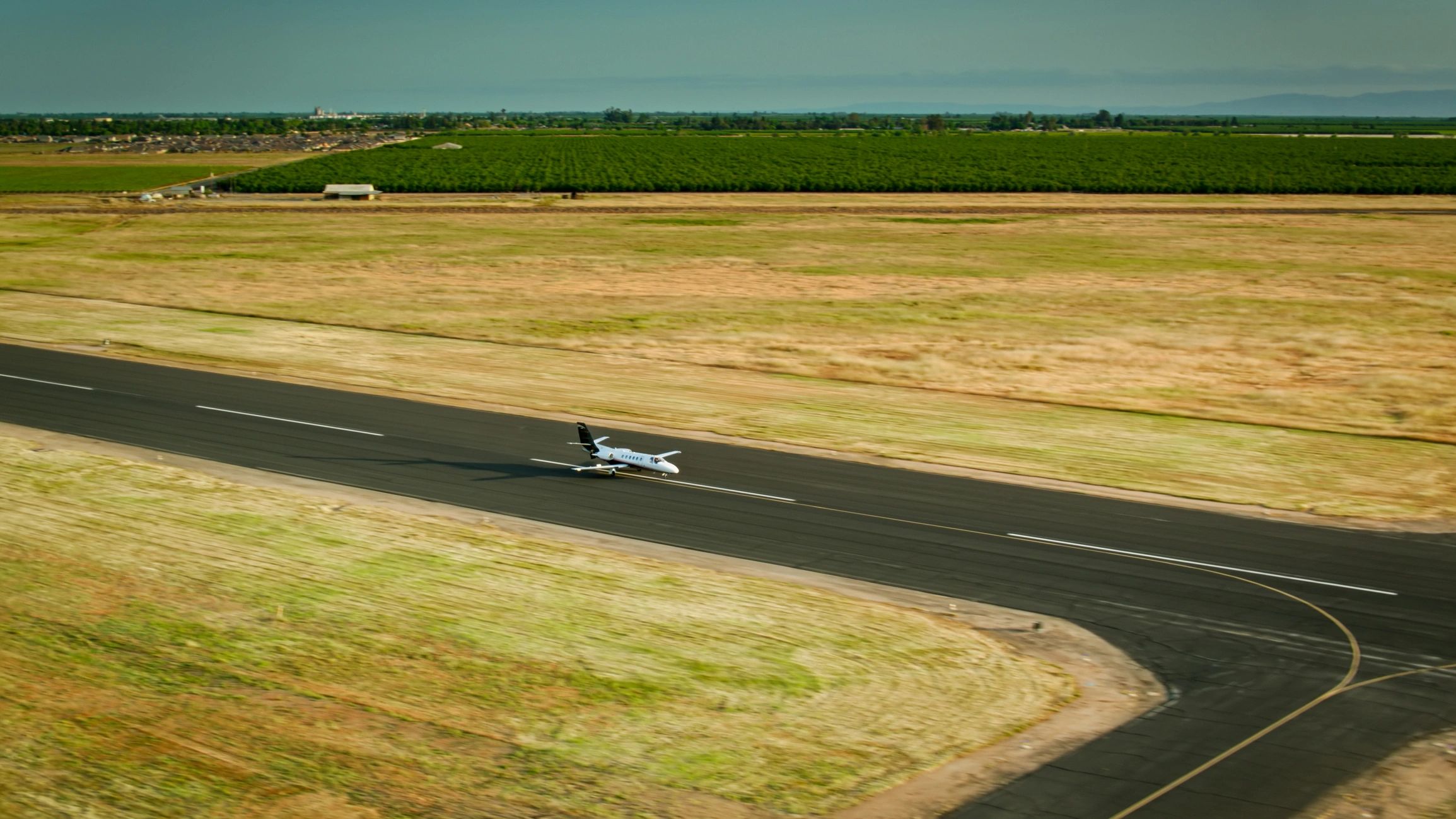 Private business jet on an airfield